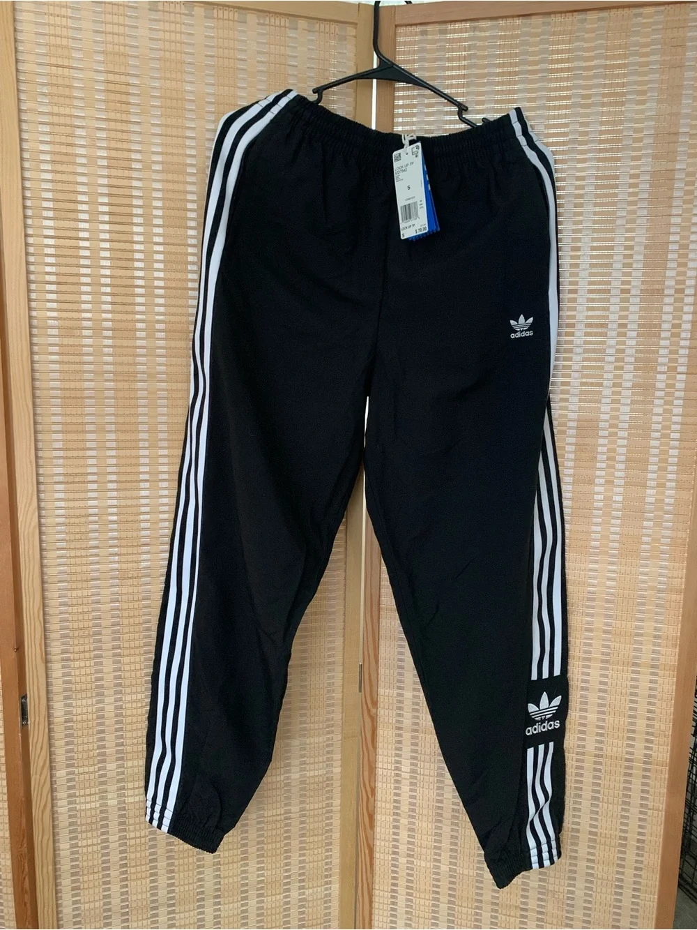 adidas Black Joggers with White Three Stripes